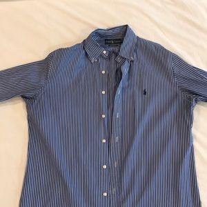 Dark Blue/White Striped Button Down - Ralph Lauren